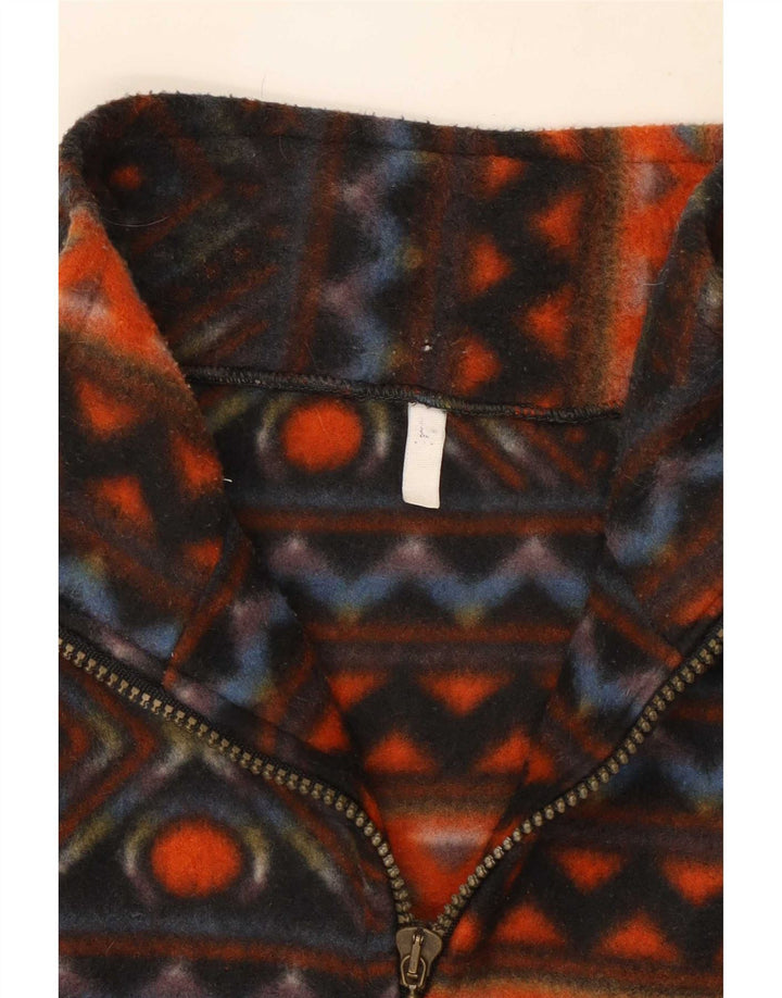Męski sweter polarowy z zamkiem błyskawicznym w stylu vintage, duży, wielobarwny, geometryczny poliester
