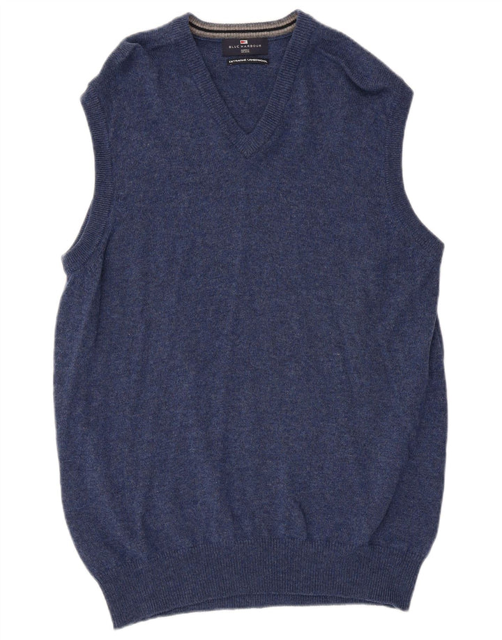 Marks & Spencer Mens Vest Tank Top Medium Blue Flecked Lambswool