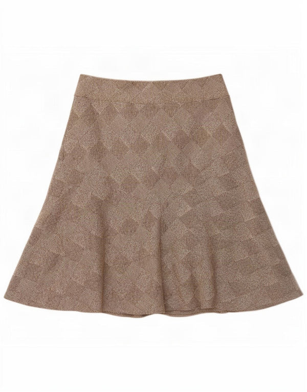 Kaliko Damen Wickelrock UK 18 XL W34 Braune geometrische Wolle