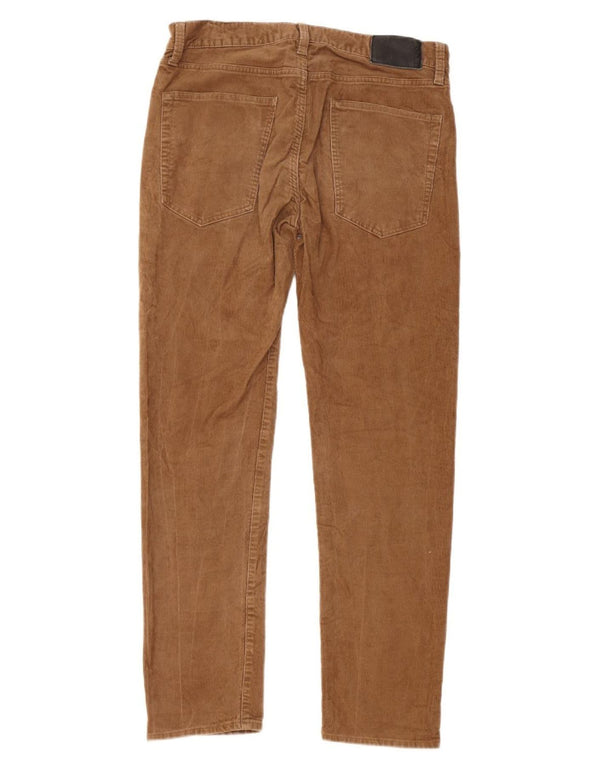Calça masculina de veludo cotelê Marks & Spencer Slim Fit W32 L29 algodão marrom