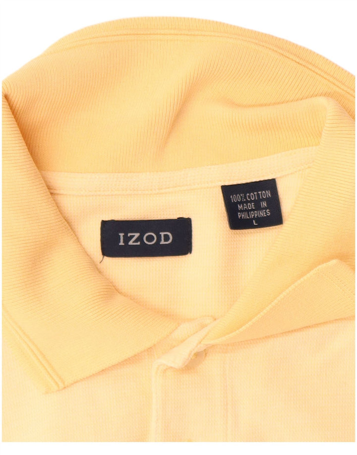 Izod Mens Polo Shirt Large Yellow Cotton