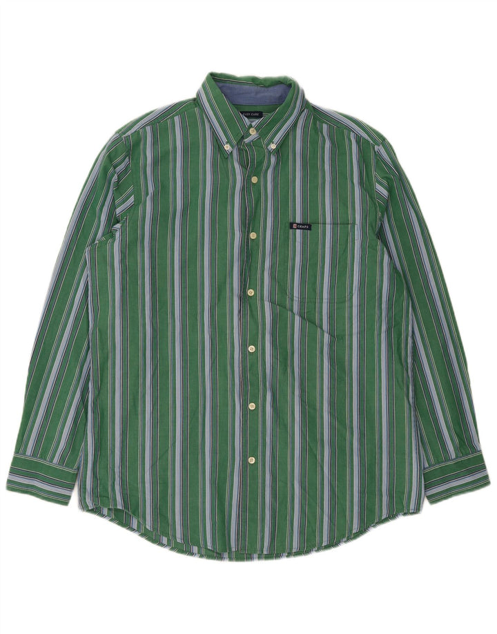 Camicia Chaps da uomo Easy Care in cotone a righe verde medio