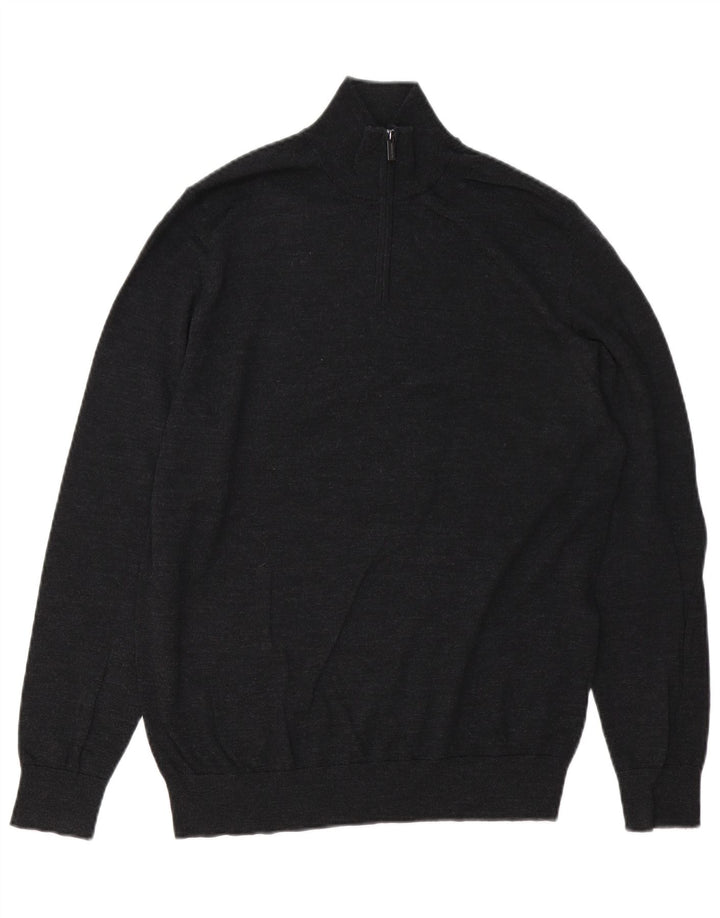 Marks & Spencer Mens Autograph Zip Neck Jumper Sweater Medium Grey