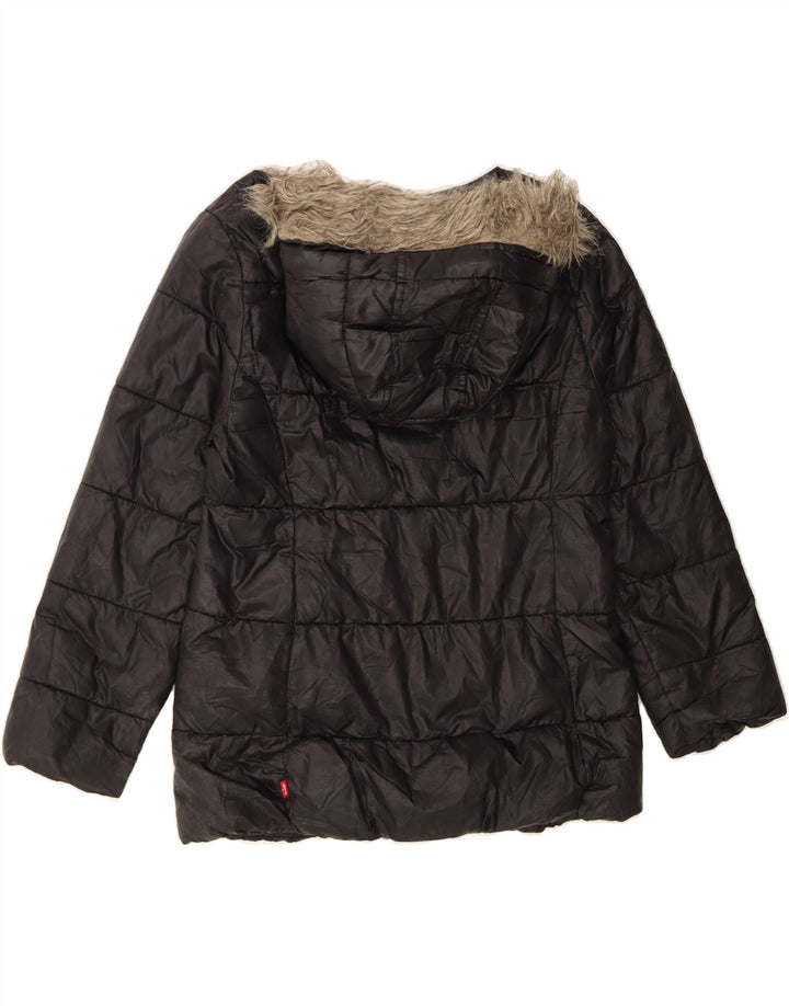 LEVI'S Girls Hooded Padded Jacket 11-12 Years Black Polyester Vintage Levi's and Second-Hand Levi's from Messina Hembry 