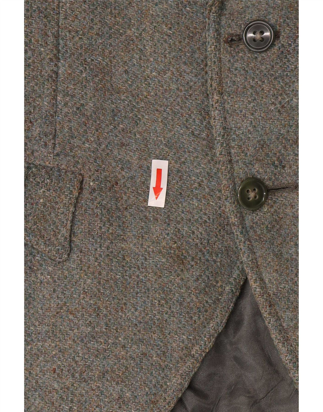 Harris Tweed Damen-Militär-Blazer mit 2 Knöpfen, UK 8, kleine Khaki-Wolle