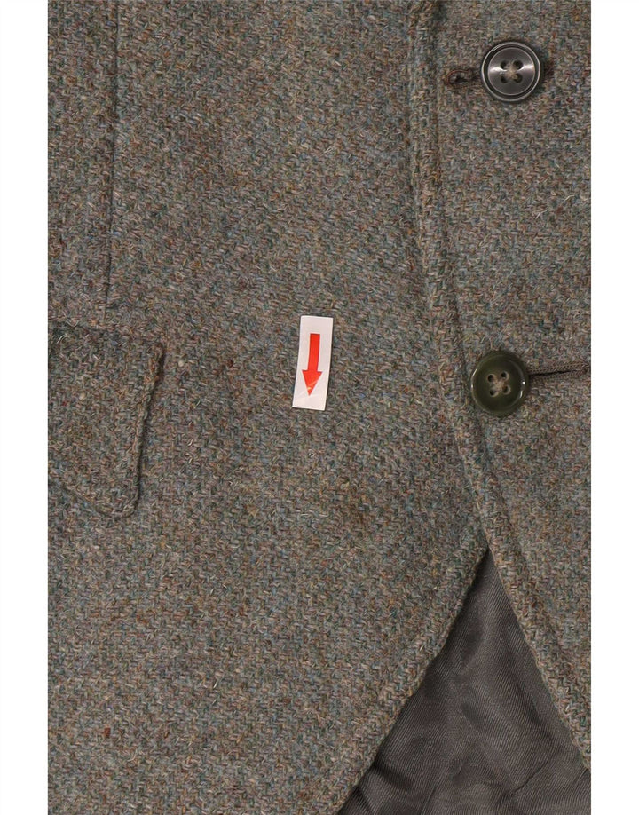Harris Tweed Damen-Militär-Blazer mit 2 Knöpfen, UK 8, kleine Khaki-Wolle