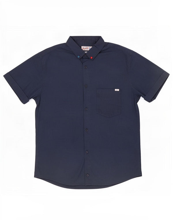 Jack & Jones Mens Short Sleeve Shirt Medium Navy Blue Cotton