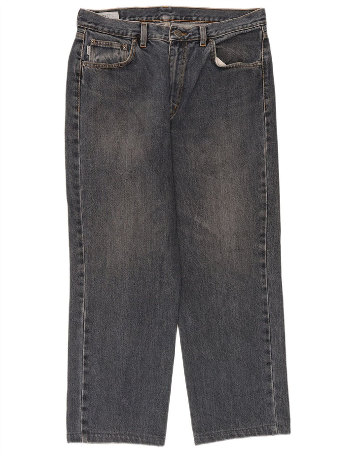 Belfe Mens Cropped Jeans W33 L26 Blue Cotton