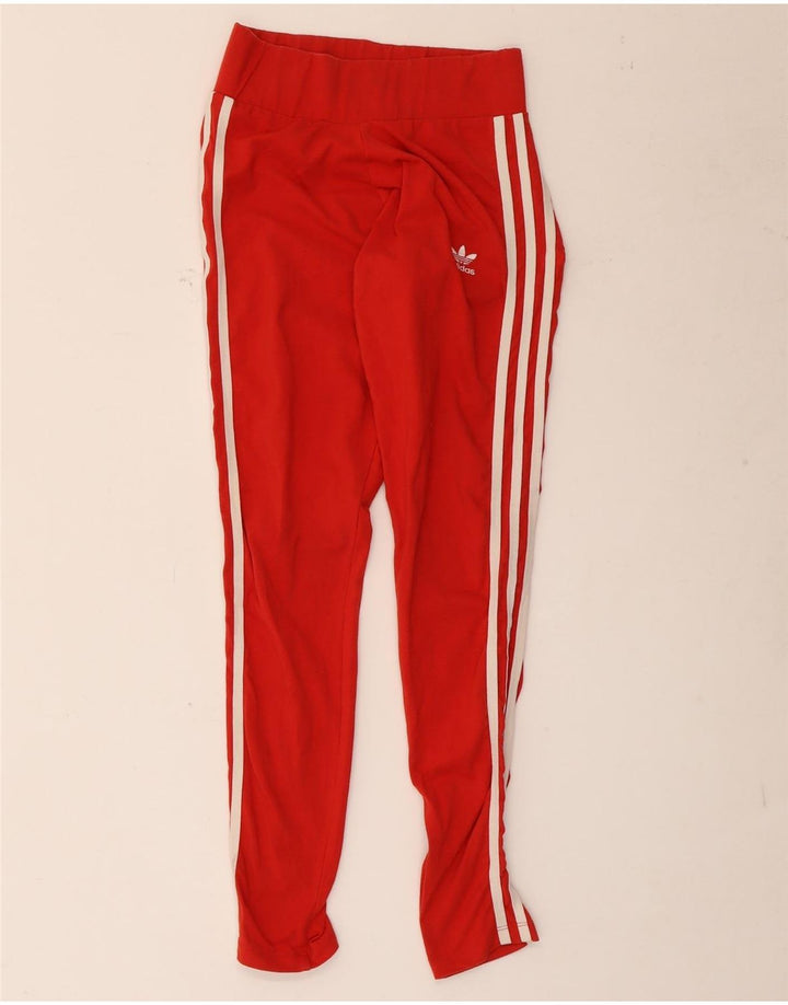 Adidas Womens Leggings UK 10 Small  Red Elastane