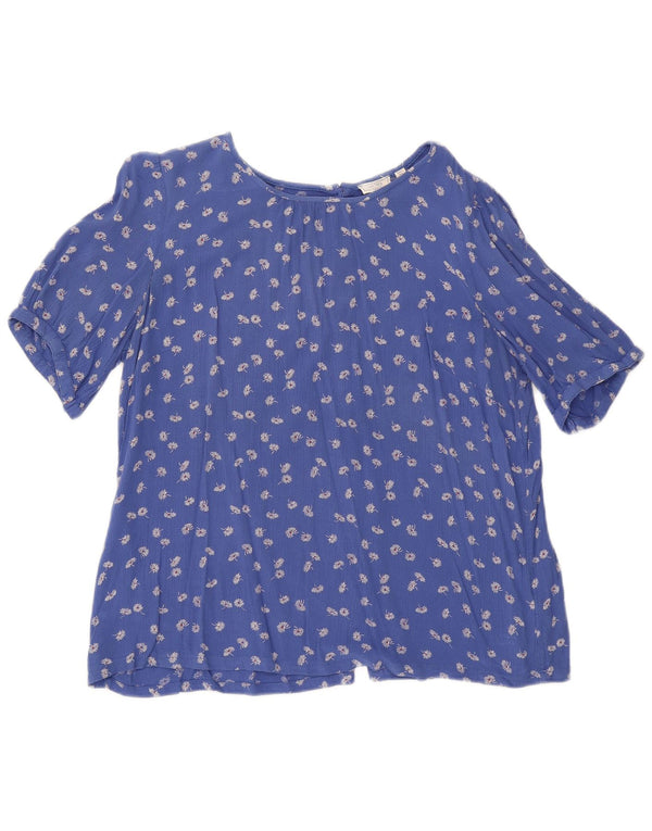 Camicia a maniche corte da donna Fat Face Camicetta UK 14 Grande viscosa floreale blu