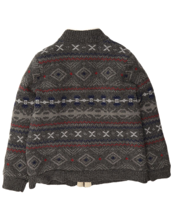 L.L.Bean Herren Sherpa Cardigan Pullover 2XL Grau Fair Isle Wolle