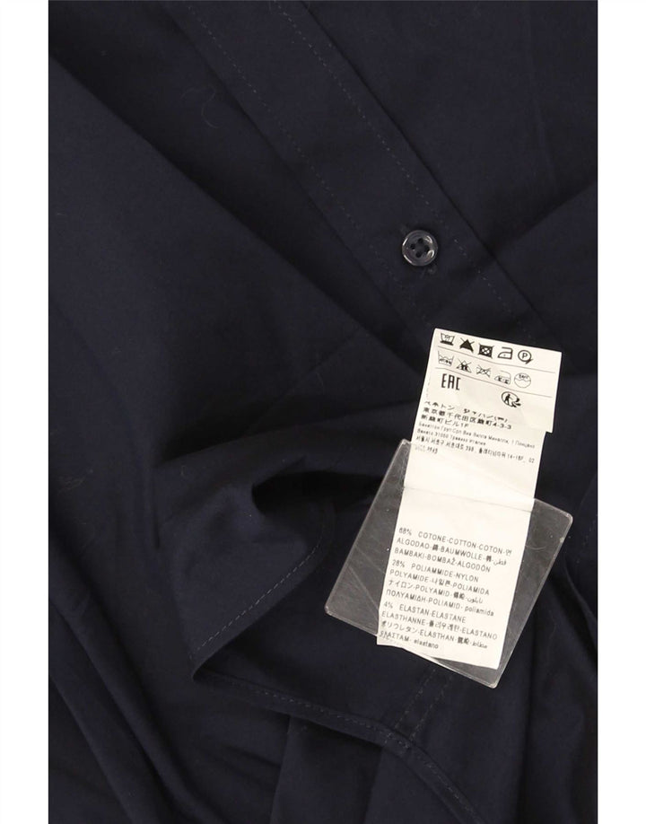 Benetton Mens Shirt Small Navy Blue Cotton