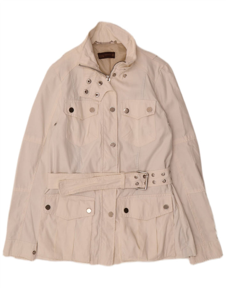 Zara Womens Utility Jacket UK 12 Medium Off White Nylon