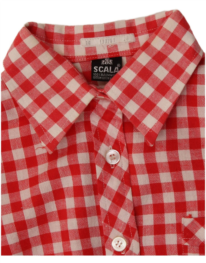 SCALA Womens Shirt UK 10 Small Red Gingham Cotton