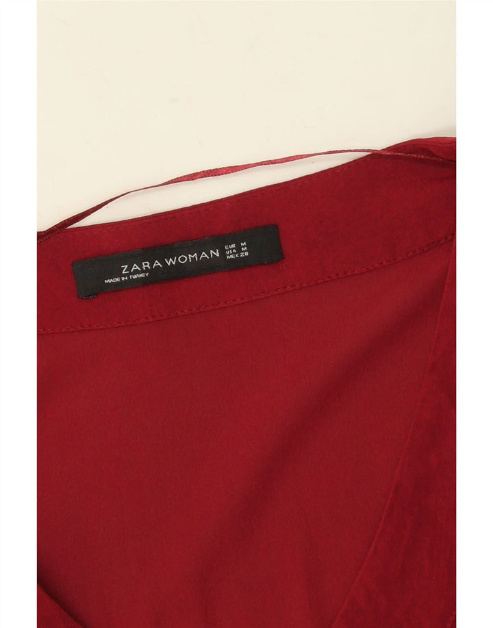 Zara Dame Langærmet Tunika Top UK 14 Medium Rød