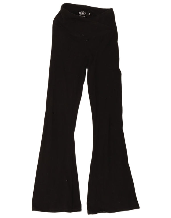Hollister Womens Flared High Waist Leggings UK 6 XS Black Cotton