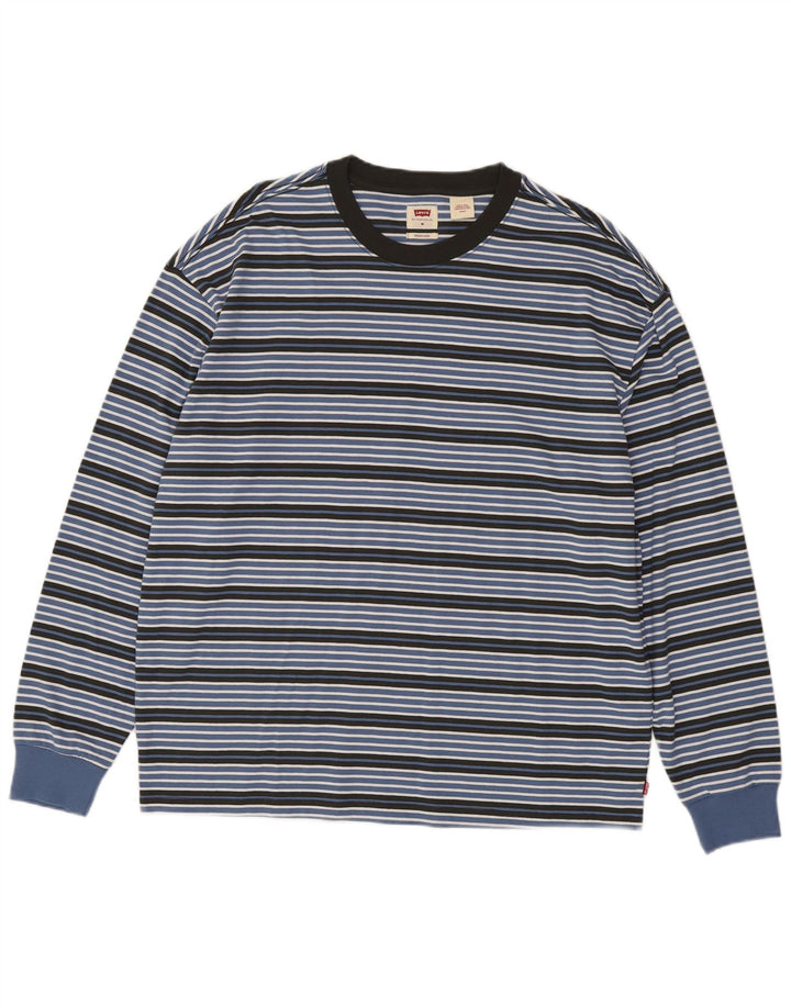 Levi's Mens Oversized Top Manga Longa Médio Listrado Azul Algodão