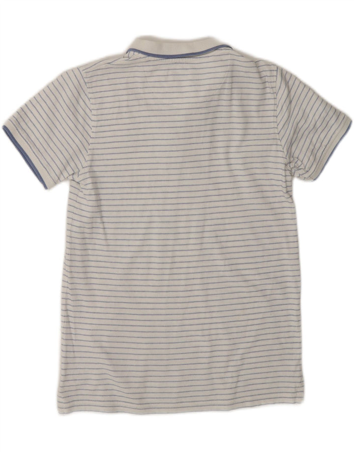 LYLE & SCOTT Boys Polo Shirt 10-11 Years White Striped Vintage Lyle & Scott and Second-Hand Lyle & Scott from Messina Hembry 