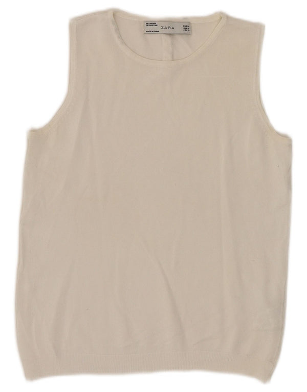 Top corto da donna Zara UK 12 in viscosa bianca media