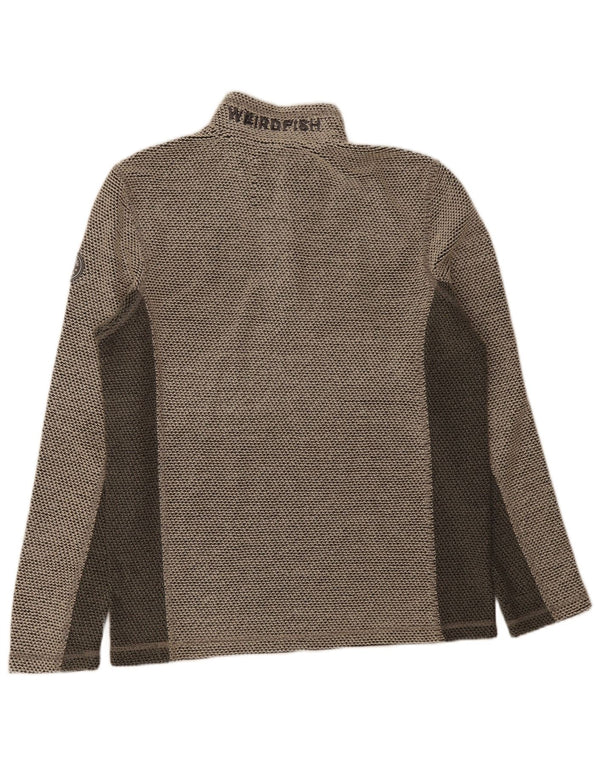 Męski sweter Weird Fish z grafiką i zamkiem błyskawicznym w kolorze średnioszarym