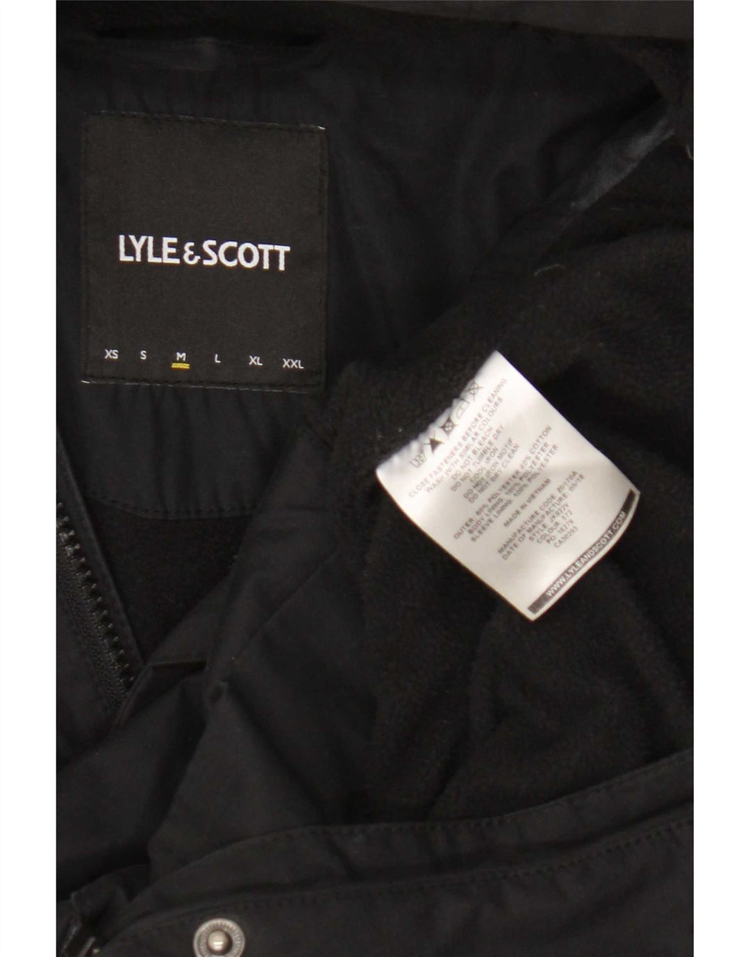 Lyle & Scott Mens Hooded Windbreaker Jacket UK 38 Medium Black Polyester