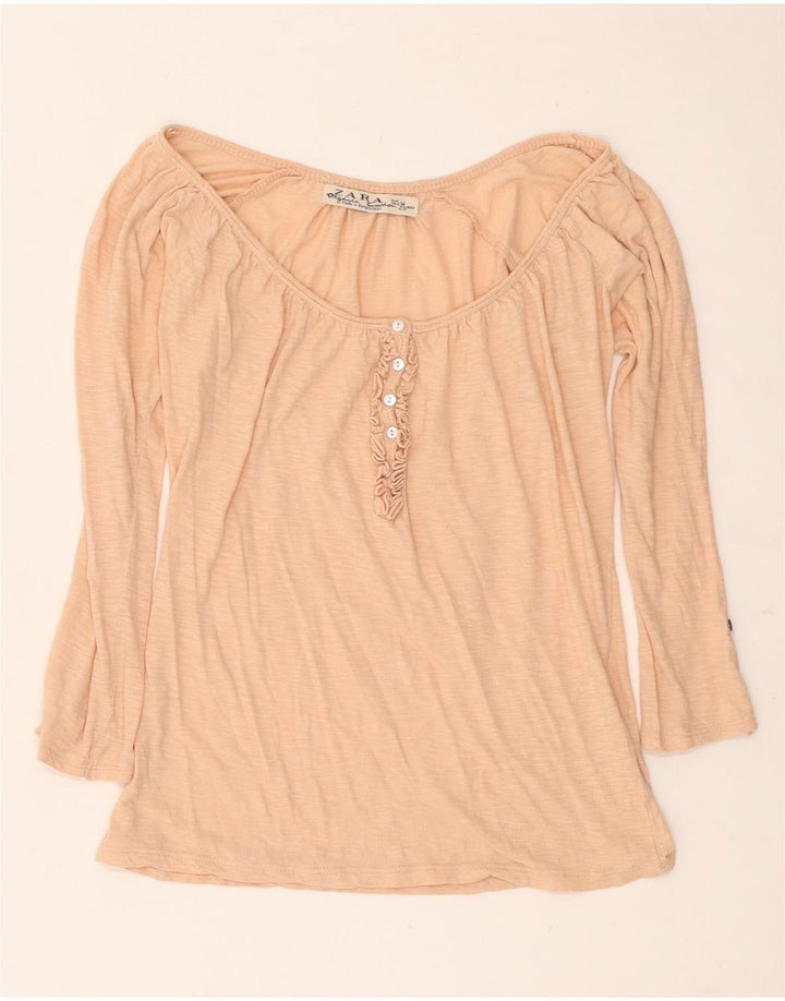 Zara Womens Top Long Sleeve UK 12 Medium Pink Flecked