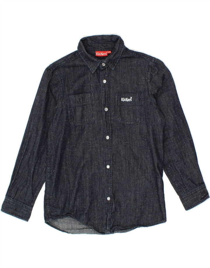 KICKERS Boys Denim Shirt 9-10 Years Navy Blue Cotton Vintage Kickers and Second-Hand Kickers from Messina Hembry 