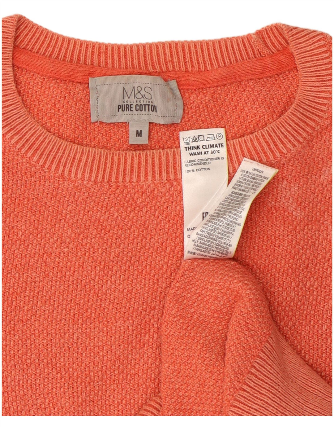 Marks & Spencer Pull Col Rond Homme Orange Moyen Coton