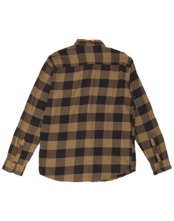 Jack & Jones Mens Flannel Shirt Large Khaki Gingham Cotton