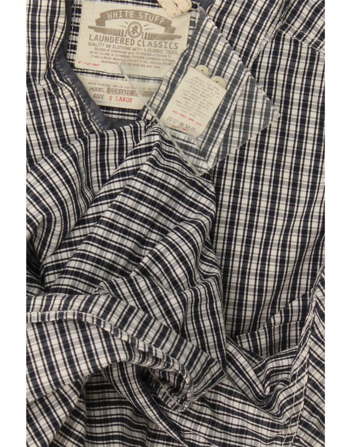 White Stuff Mens Classic Fit Shirt XL Navy Blue Check Cotton