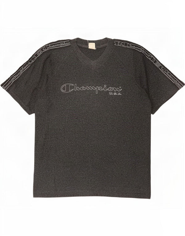 Champion Mens Graphic T-Shirt Top XL Grey Flecked Cotton