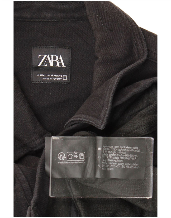 Zara Mens Utility Jacket UK 38 Medium Black Cotton