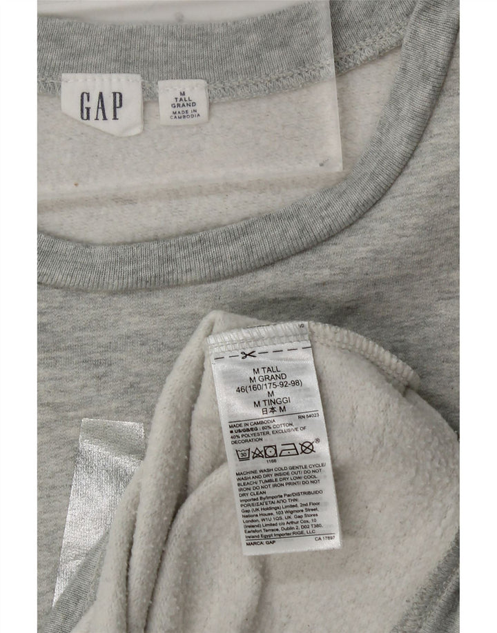 GAP Kvinder høj grafisk sweatshirt trøje UK 14 mellemgrå bomuld