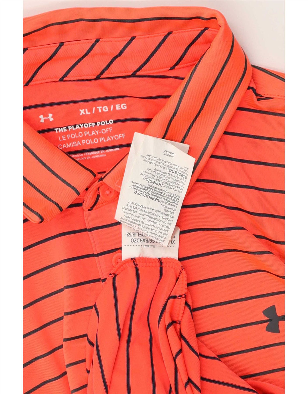 Under Armour herre poloshirt XL orange stribet polyester