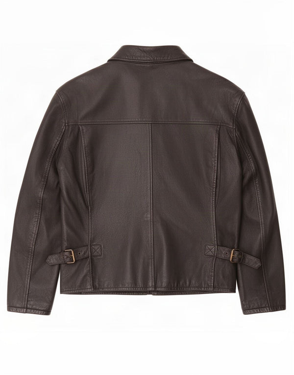 Giacca in pelle vintage da uomo UK 42 XL nera