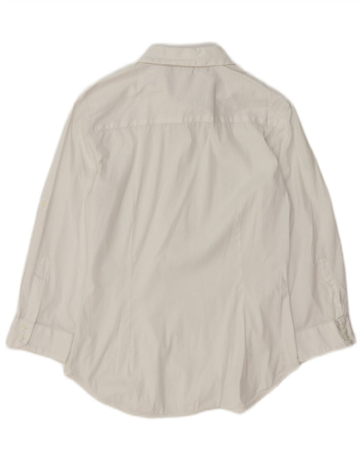 Zara Womens 3/4 Sleeve Pullover Shirt UK 12 Medium White