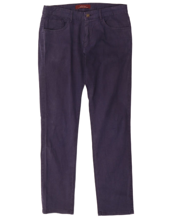 Zara Mens Slim Calça Casual EU 42 Grande W32 L31 Azul Marinho Algodão
