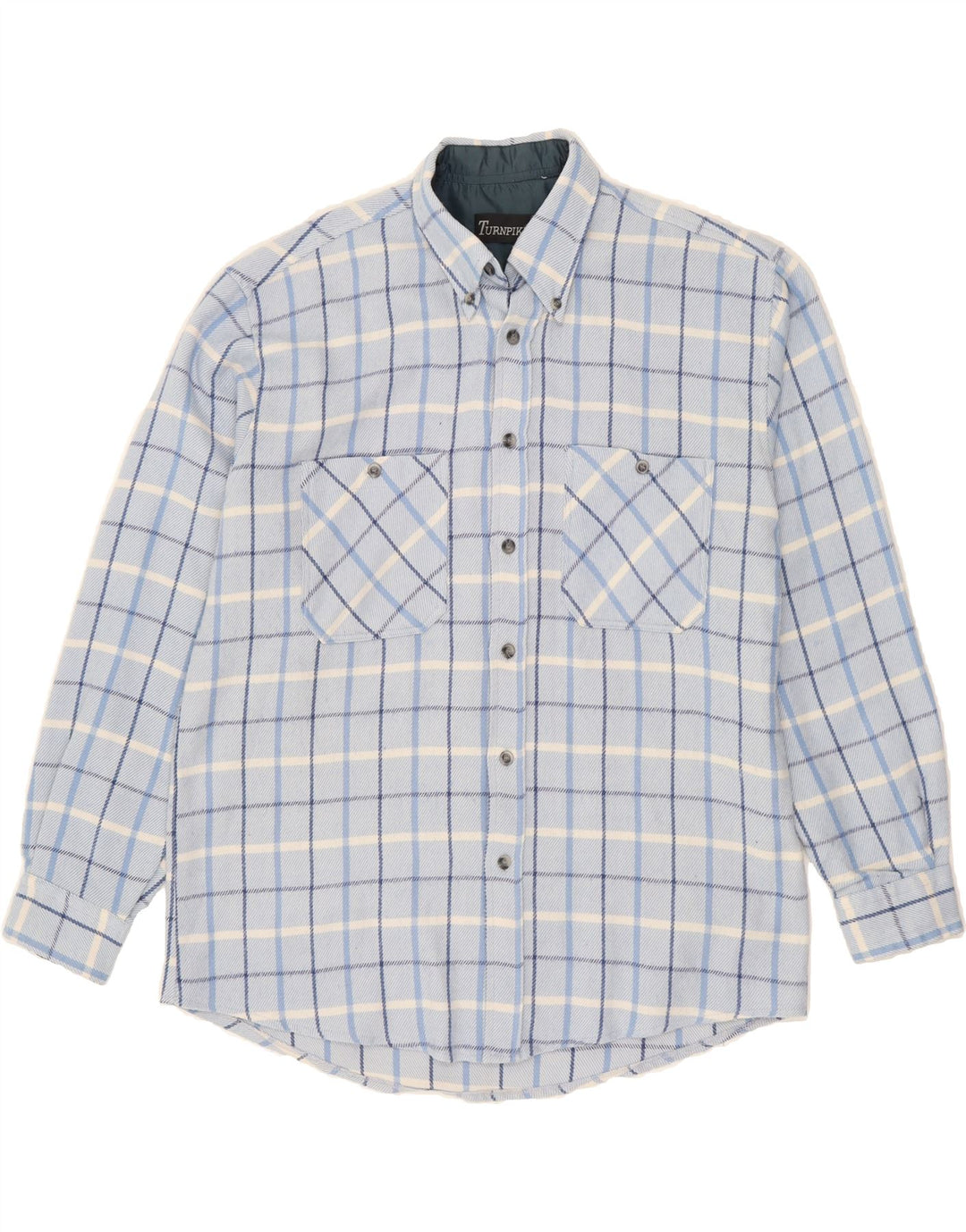 TURNPIKE Mens Flannel Shirt Large Blue Check Acrylic Classic Vintage Turnpike and Second-Hand Turnpike from Messina Hembry 