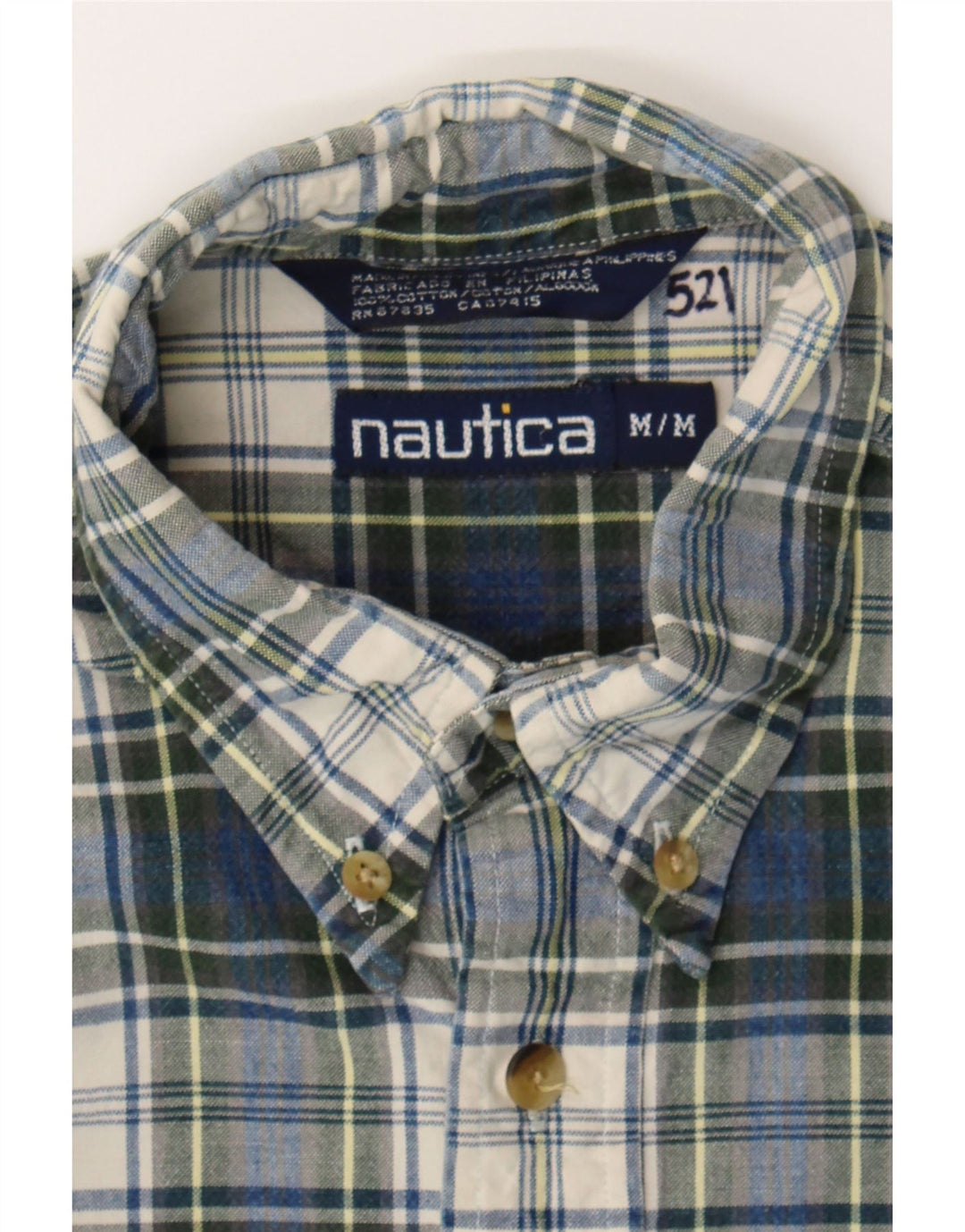 NAUTICA Mens Flannel Shirt Medium Blue Check Cotton Vintage Nautica and Second-Hand Nautica from Messina Hembry 
