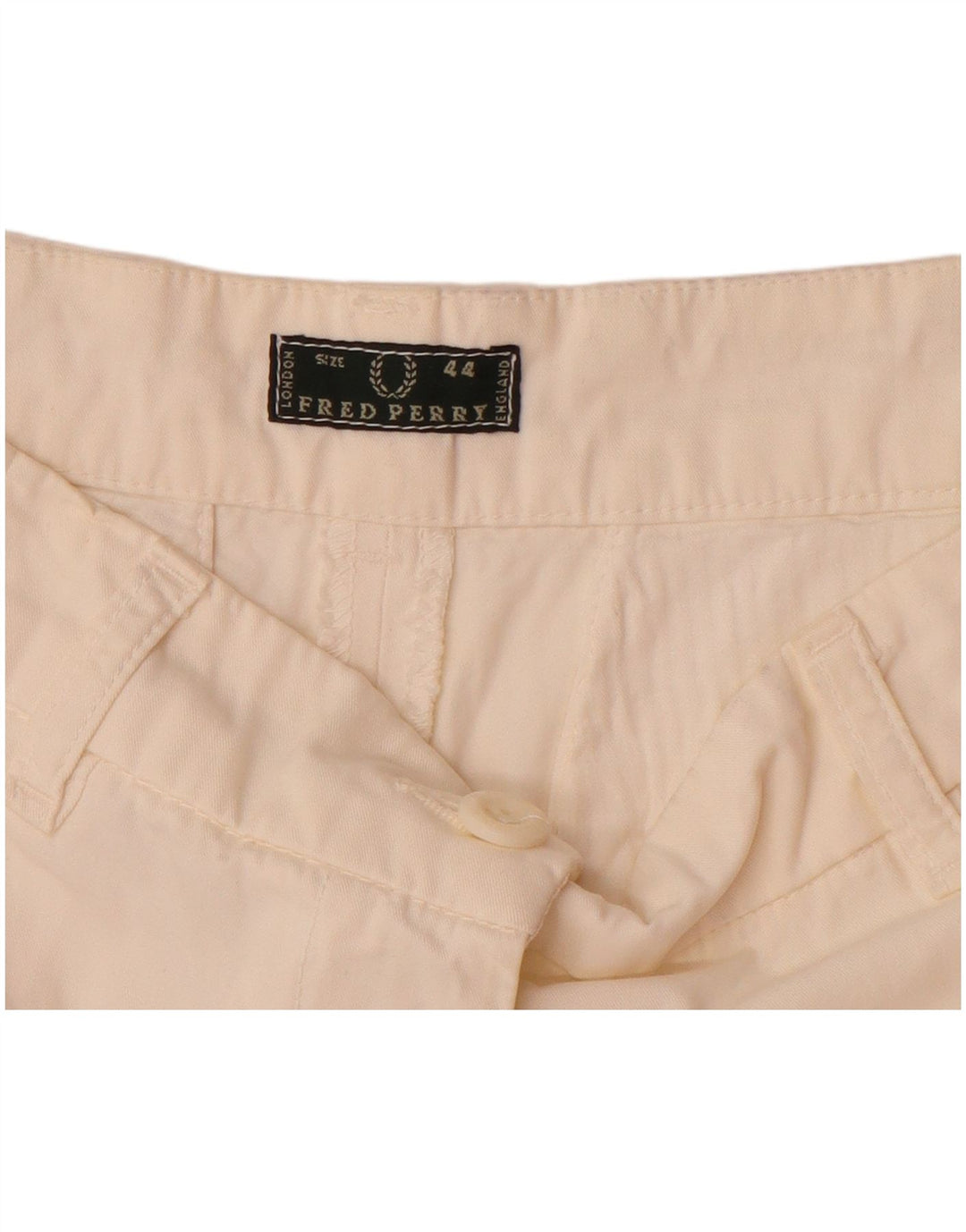 FRED PERRY Womens Chino Shorts IT 44 Medium W30  White Cotton