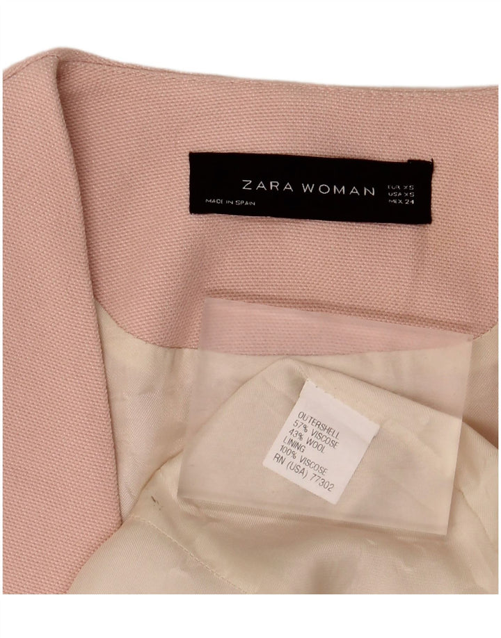 Zara Womens Open Blazer Jacket UK 6 XS Pink Viscose