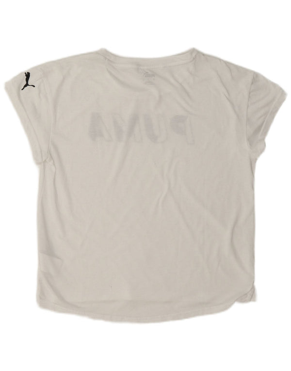 Puma Damen Grafik-T-Shirt Top UK 10 Small Weiß Polyester