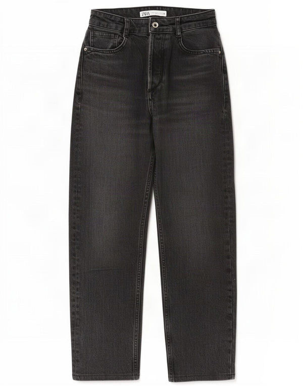 Zara Damen Crop Straight Jeans EU 34 XS W24 L25 Graue Baumwolle