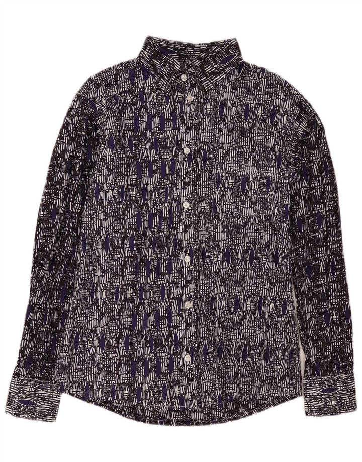 Vintage Mens Shirt Small Navy Blue Geometric