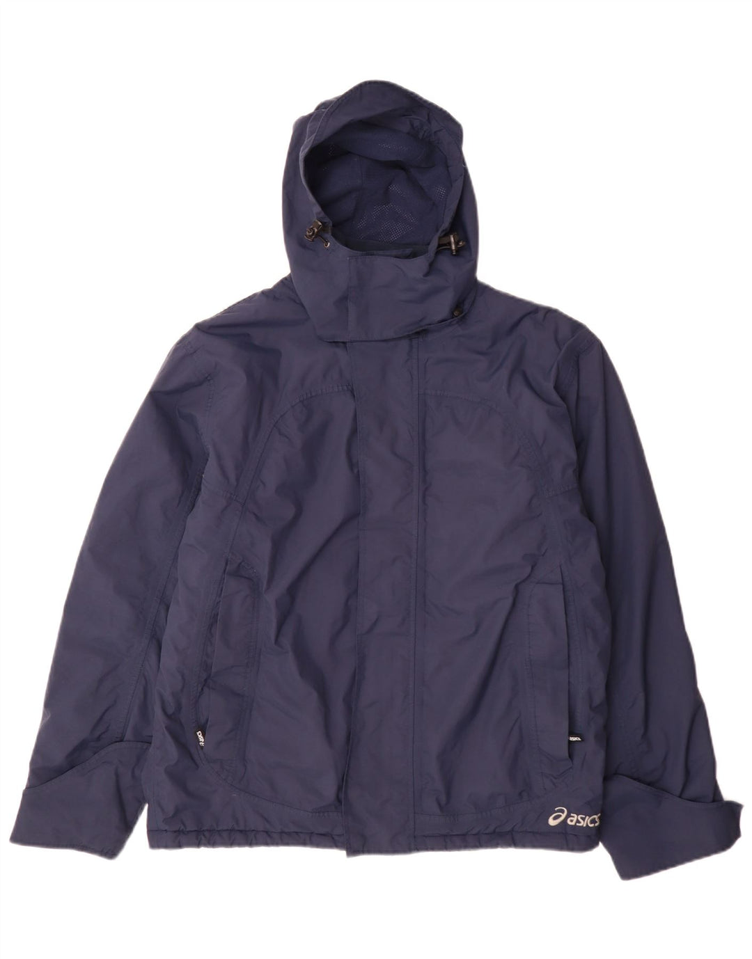 Asics Chaqueta cortavientos con capucha para hombre UK 38 Medium Azul marino Poliamida