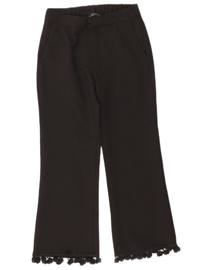 Zara Womens Bootcut Cropped Trousers XS W24 L24 Black Polyester