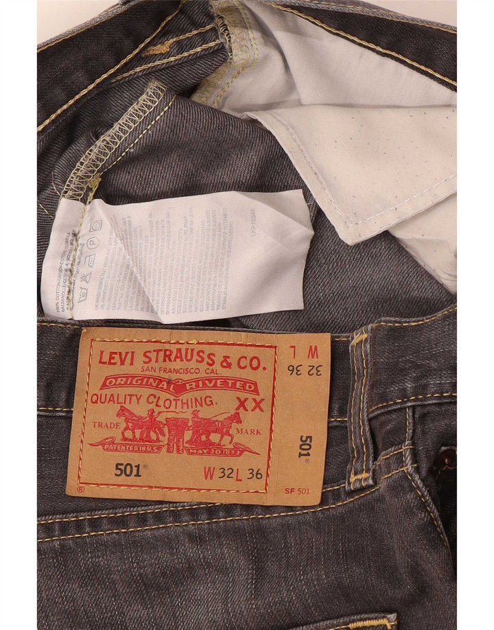 Levi's Mens 501 Straight Jeans W32 L32 Grey Cotton