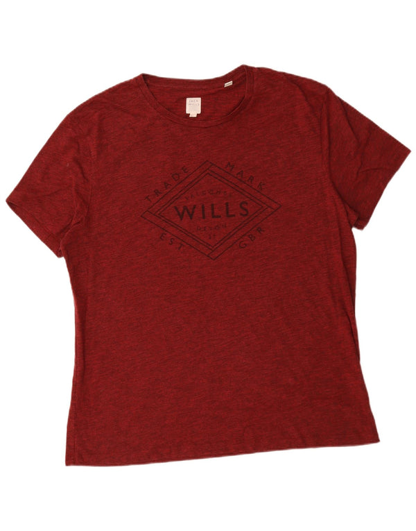 Jack Wills Herre grafisk T-shirt Top XL Bourgogne Flecked Bomuld