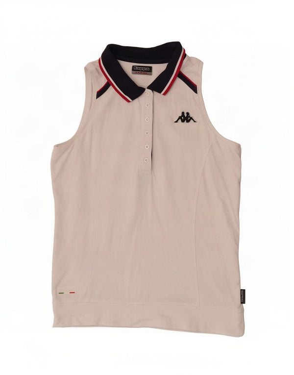 Polo senza maniche da donna Kappa UK 14 grande cotone bianco