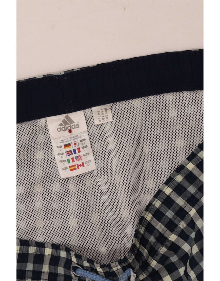 Adidas Pantaloncini da bagno regolari da uomo di grandi dimensioni in poliestere a quadri blu